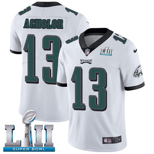 Nike Eagles #13 Nelson Agholor White Super Bowl LII Youth Stitched NFL Vapor Untouchable Limited Jersey - Click Image to Close